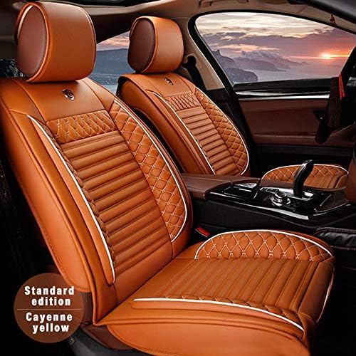 5pcs Car Seat Covers for 5 Series G30 F90 520i 525i 530i 540i 520d 525d 530d 2018-2019 Classic Soft Waterproof Full Set PU Leather Car Front/Rear Seat Pads(Orange)