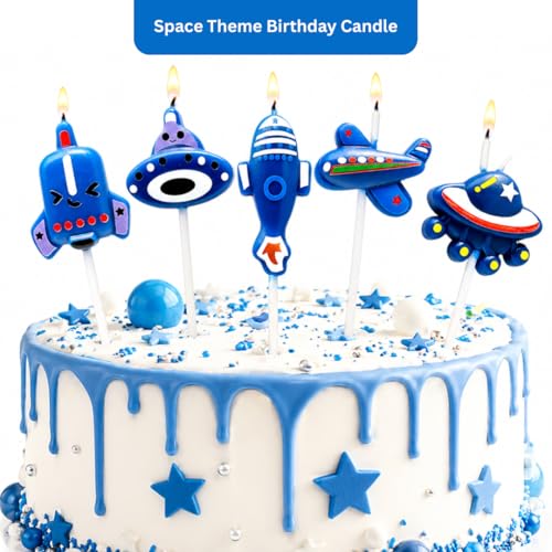 Image of Wanna Party Space Theme Birthday Decoration-Space Theme Candles Set for Kids Birthday Celebration & Cake- Cup Cake Decoration