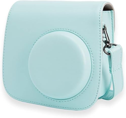 ZEEREE pour Fujifilm Instax Mini 8/Mini 8S/Mini 9/Mini 11- Housse Sac de Caméra en Cuir Bandoulière Unique,Étui de Protection et Portable Compatible avec Appareil Photo instantané (Ice Blau) Cover
