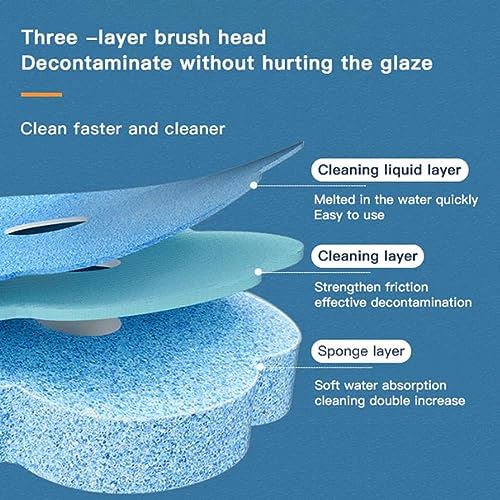 Image of CRIYALE 12pc Disposable Toilet Brush Refills, Toilet Cleaning Sponge for Supreme Deep Cleaning and Hygienic Bathroom Maintenance Household Products Accessory (12 Blue Only Refilles)