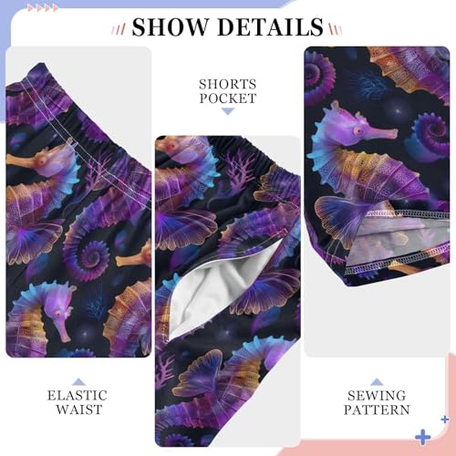 ALAZA Seahorse Colorful Black Pajama Lounge Pants Long Sleep Pajama Bottoms with Pockets4