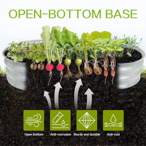 Gardmax Galvanized Raised Garden Bed, Lightweight Planter Boxes Outdoor with Easy Assembly, Large Garden Bed for Vegetables, Fruits, Flower Silver - Image 4