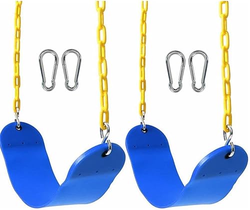 Yangogle Paquete de 2 columpios azules resistentes de 66 pulgadas con cadena recubierta de plástico, juego de accesorios de repuesto con ganchos a