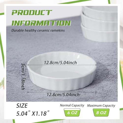 Layhit SHU-LAYHIT-81 12 Pieces 7 Oz Creme Brulee Ramekins Quiche Baking Dish Porcelain Ramekins Tart Pan Round Fluted Quiche Dishes thumb #1