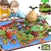 Dinosaur Toys Kids Play Set - 51 Piece Playset of Realistic Dinosaurs Figures in a Bucket Incl Dinasors, Trees, Rocks & 2 Playmats - Lots of Dinosour Fun & Adventure, for Boys & Girls Age 3+