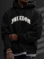 Vista 3 de WDIRARA Sudadera con capucha para hombre con estampado de letras y hombros caídos con cordón de manga larga