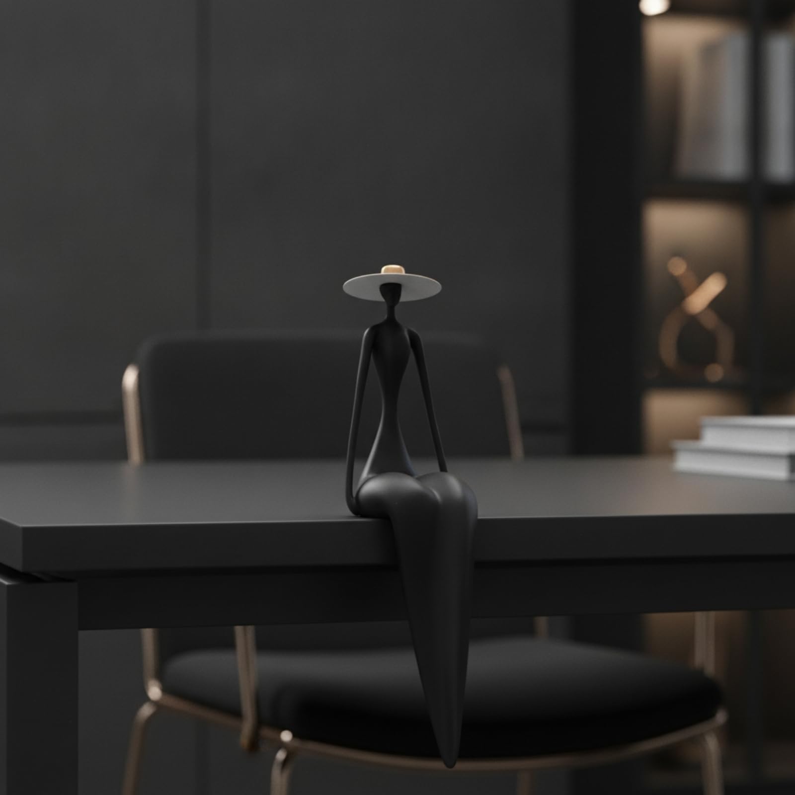 Baoblaze Statue Femme Contemporaine Artistique, Figurine Féminine Abstraite, Élégante, Figurine en Résine, pr Intérieurs D'hôtel, Or, 14x10x42cm