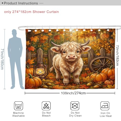 Rideau de douche imprimé vache citrouille grand format imperméable