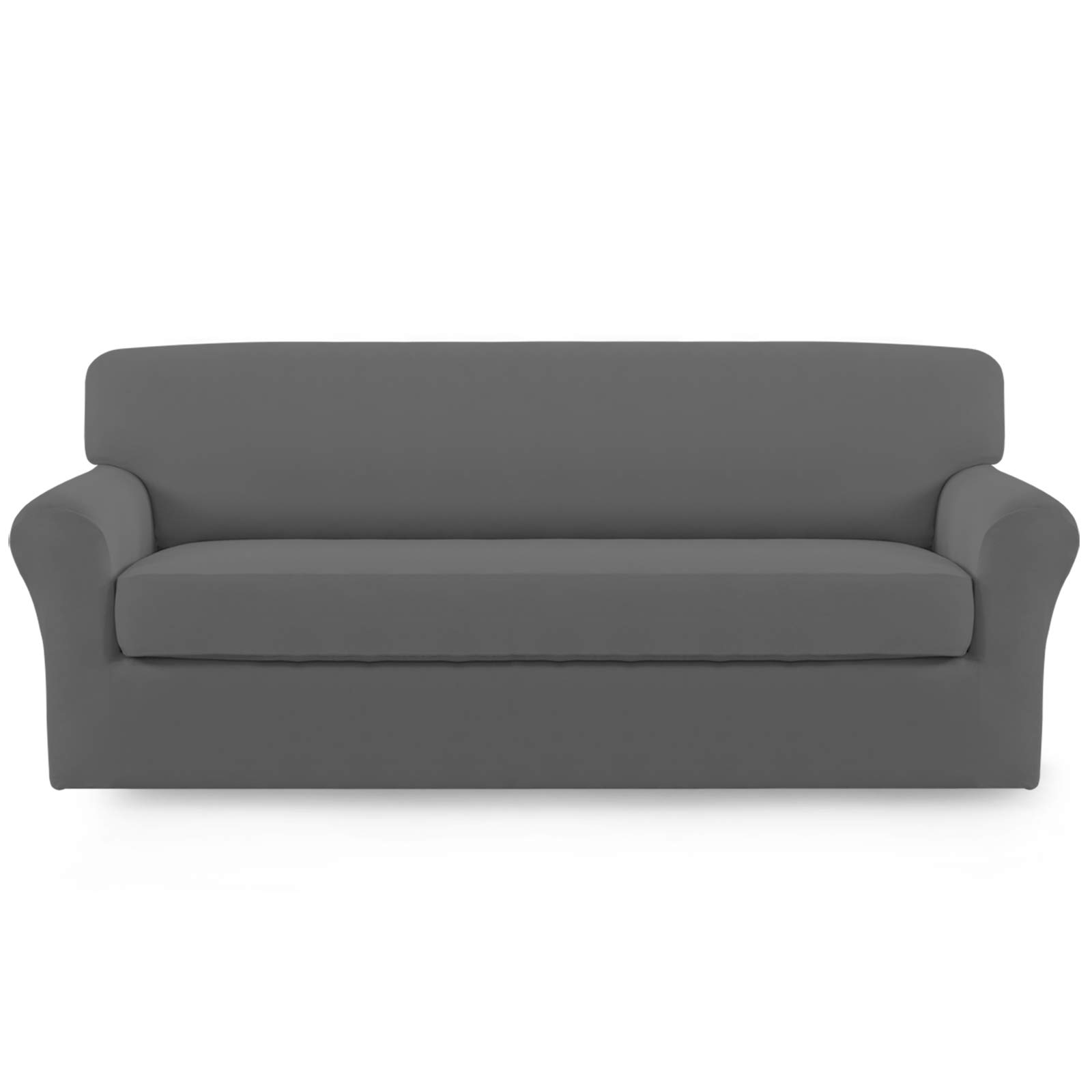 Easy-Going 2 Pieces Microfiber Stretch Sofa Slipcover – Spandex Soft Fitted Sofa Couch Cover, Washable Furniture Protector with Elastic Bottom Kids,