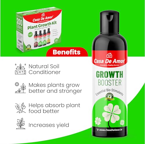 Image of Casa De Amor Plant Growth Kit 3-in-1 Liquid Plant Nutrition Boost Growth, Enhance Roots, and Nourish Plants | Ideal for Indoor and Outdoor Gardens (4 packs of 200 ml)