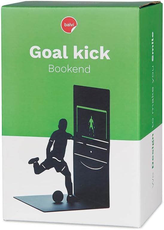 Balvi Goal Kick Football Bookend, Black Metal, 1 Piece