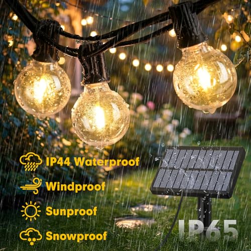 Solar-String-Lights-Outdoor-Garden - G40 45.9ft String Lights Outdoor Festoon - Remote Control 14M Garden Light Outside Solar Powered Waterproof Led - Patio Party Gazebo Weding - Image 6