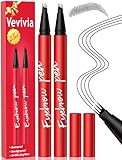 Vevivia Beauty Eyebrow Pencils for Women - Eyebrow Pen 2 Pack, Precise 4-Tip Brow Pencil for Natural-Looking Fuller Brows, Hair-Like Strokes for All Brow Types, Last All-Day Brow Pen, Black