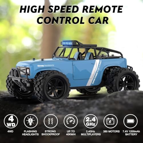Image of Jet RoyOff-Road Remote Control Car, 2.4GHz 25 MPH 4WD All-Terrain Electric Hobby Remote Control Car, High-Speed Crawler Waterproof Toy Car with 2 Batteries (RC Truck, 40 KM /H High Speed)