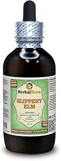 Slippery Elm (Ulmus rubra) Glycerite, Organic Dried Bark Alcohol-Free Liquid Extract (Brand Name: HerbalTerra, Proudly Made in USA) 4 fl.oz (120 ml)