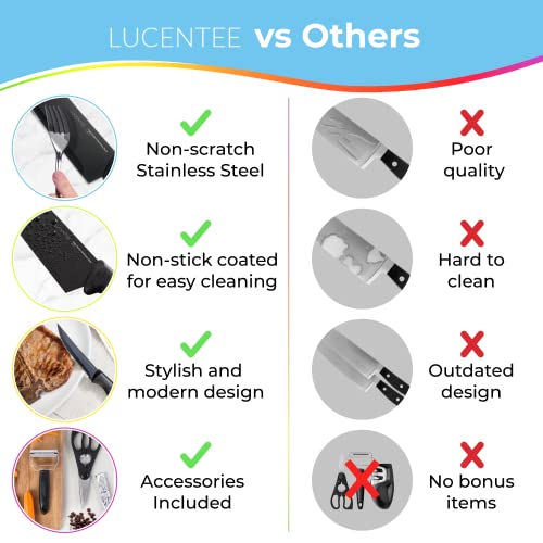 17Pc Kitchen Knife Set, Kitchen Gadgets With Steak Knives, Knives Set For Kitchen, Chef Knife Set, Black Knife Set, Ultra-Sharp Ergonomic Steak Knife Set With Scissors, Peeler And Knife Sharpener #TOP4