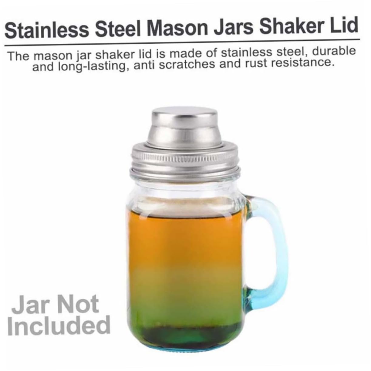 CIYODO 1pc 304 Mason Lid Shaker Tinplate Canning Lid Stainless Shaker Bottle Mason Jar Spice Shakers Pepper Shaker Mini Cocktail Shaker Cheese Shaker Lids Mini Jar Silver Stainless Steel