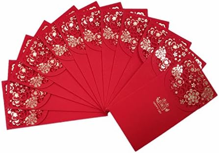 Angel mall Pack-12 Chinese Red Envelopes - Lucky Money Gift Envelopes Red Packet for New Year, Birthday, Wedding (7 x 3.5 in) (The Wedding)