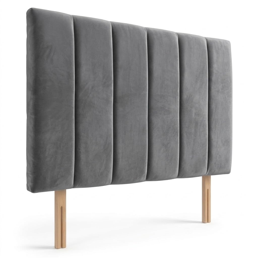 Luxury Velvet Upholstered Headboard for Divan Beds – 20-Inch Lined, Extra Padded Plush Headboard with Struts – Luxury Bedroom Furniture (steel, 4ft Small Double) — image 1