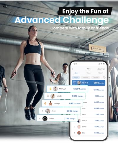 Image of RENPHO Smart Jump Rope - APP Data Storage & Tracking & Analysis, Tangle-Free Jumping Rope for Men, Women, Skipping Rope with Counter, Adjustable workout Jump Ropes for Crossfit, Gym, MMA