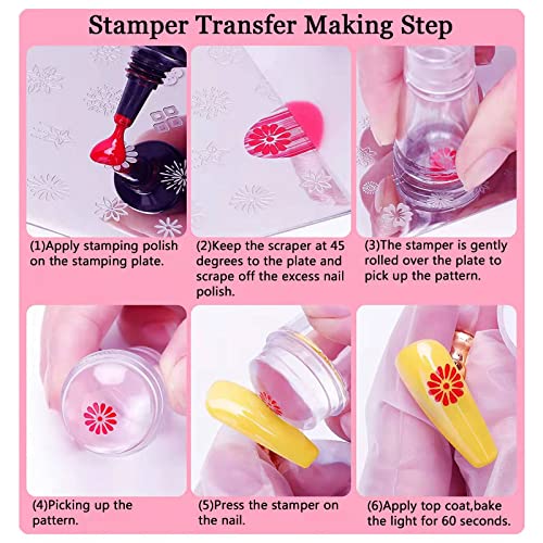 Lizif Nail Stamping Plate Kit,1 Nail Stamper, 8 Nail Art Stamp Plates, 2 Scrapers, Nail Art Stamp Kit Template For #TOP5