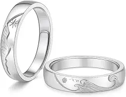 JOALLI Aliança de namoro Presente Feminino Presente Masculino Anel Masculino Prata Anel Prata 925 Feminino Ajustador de Anel de Namoro Aliança Ajustável