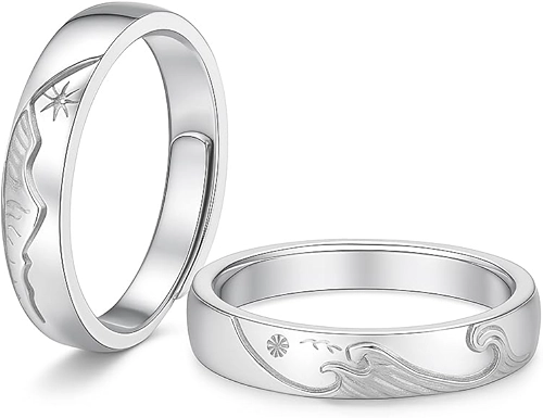 JOALLI Aliança de namoro Presente Feminino Presente Masculino Anel Masculino Prata Anel Prata 925 Feminino Ajustador de Anel de Namoro Aliança Ajustável