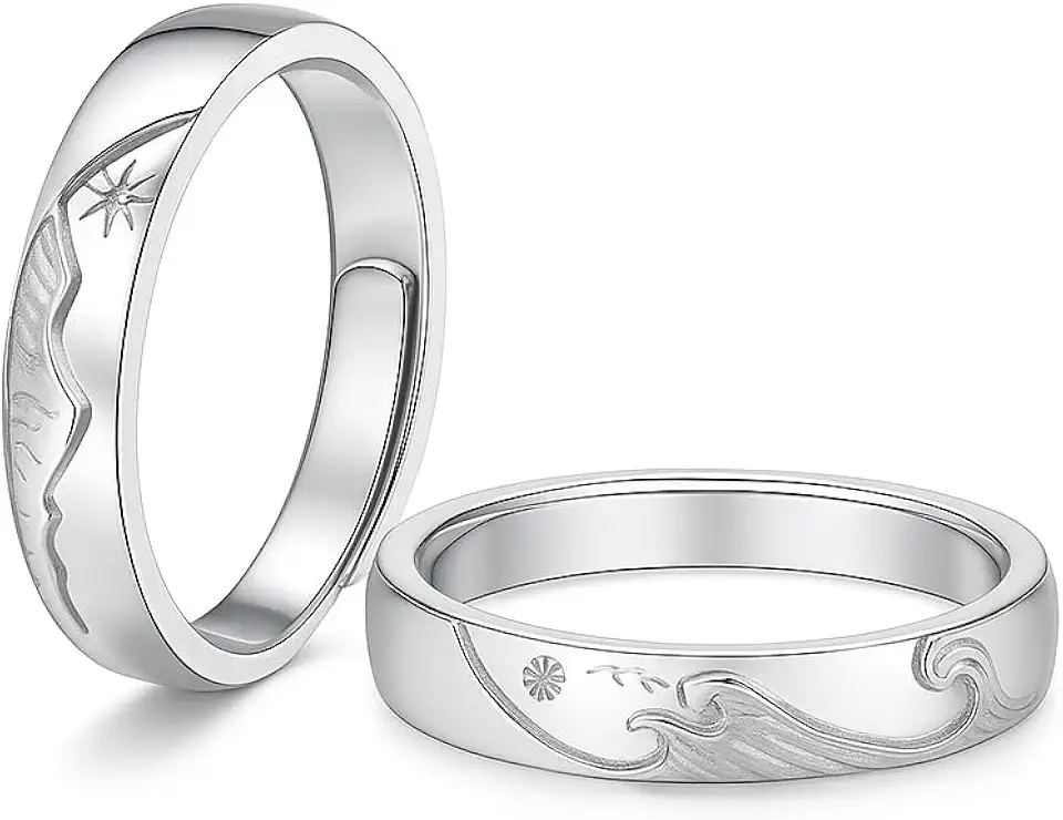 JOALLI Aliança de namoro Presente Feminino Presente Masculino Anel Masculino Prata Anel Prata 925 Feminino Ajustador de Anel de Namoro Aliança Ajustável