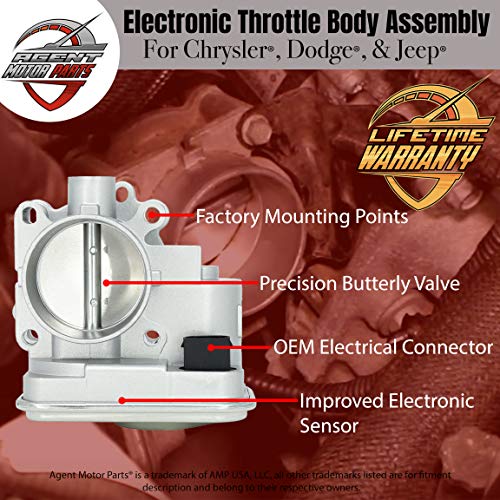 Electronic Throttle Body - Compatible with Chrysler 200, Sebring, Dodge Avenger, Caliber, Journey, Compass, & more - 2.0L and 2.4L - Replaces 04891735AC, 4891735AD, 977025 4891735AC - 2007-2017