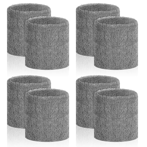 Image of 8 Pack Wrist Sweat Bands for Men Women, Absorbent Sports Wristband