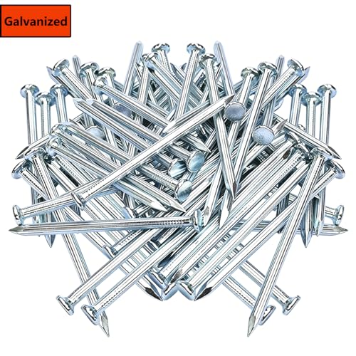 Image of 40pcs 1-1 /2 inch Wall Nails,Galvanized Hardware Nails,Good Hardness Masonry Nails for Hanging Pictures,White Zinc Plated Concrete Nails