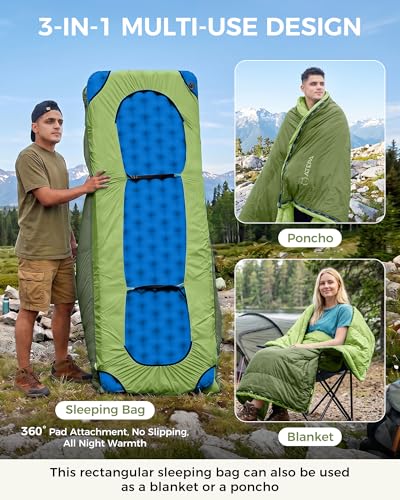 Image of ATEPA Down Sleeping Bag for Adults, Recycled Ultralight 35F 40F 45F 50F 650FP / 700FP 3 Season Compact Sleeping Bags with Compression Sack for Backpacking Camping Hiking, Can Be Attached to Pad
