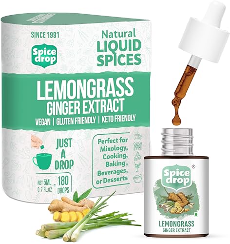 Image of Spice Drop Lemongrass Ginger Natural Extract | Best for Tea, Soups, Salad Dressings, Shakes | 0.17 Oz (180 Drops) | No Preservatives | Vegan Friendly | Keto & Paleo Friendly | Non-GMO | Drop and Stir