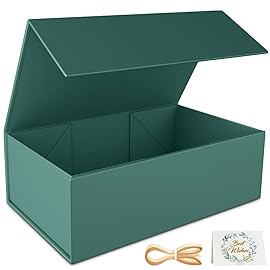 RYDDOY Green Gift Box, 9.5x6x3\'\' Gift box for Presents with Lids Magnetic Closure Rectangle Collapsible for Bridesmaid Proposal Box, Wedding, Christmas, Halloween, Birthday Gift Packging