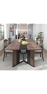 Hlivelood 71In Large Rectangular Dining Table for 4 5 6 7 8 People w/35 Marble-Color Wood Watrpro...