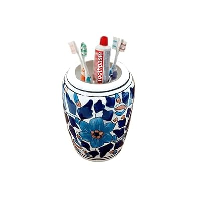 LOOKS FIRST Handmade Ceramic Toothbrush Holder/Toothpaste Holder Stand/Bathroom Accessories Set, Best for Gifting, Multi