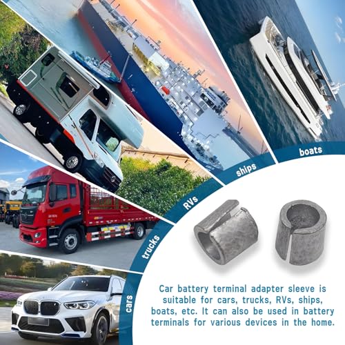 Icyhaws 2 Pair Battery Adaptor Sleeves, Car Battery Terminal Shim Universal Car Accessories Positive & Negative Post Battery Terminal Adapter, Battery Terminal Adapter Positive Post Shim Lead