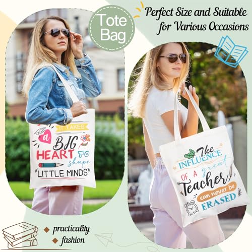 Blosssound 12 Pcs Teacher Appreciation Gift for Women Canvas Tote Bag Thank You Teacher Cosmetic Makeup Bag4