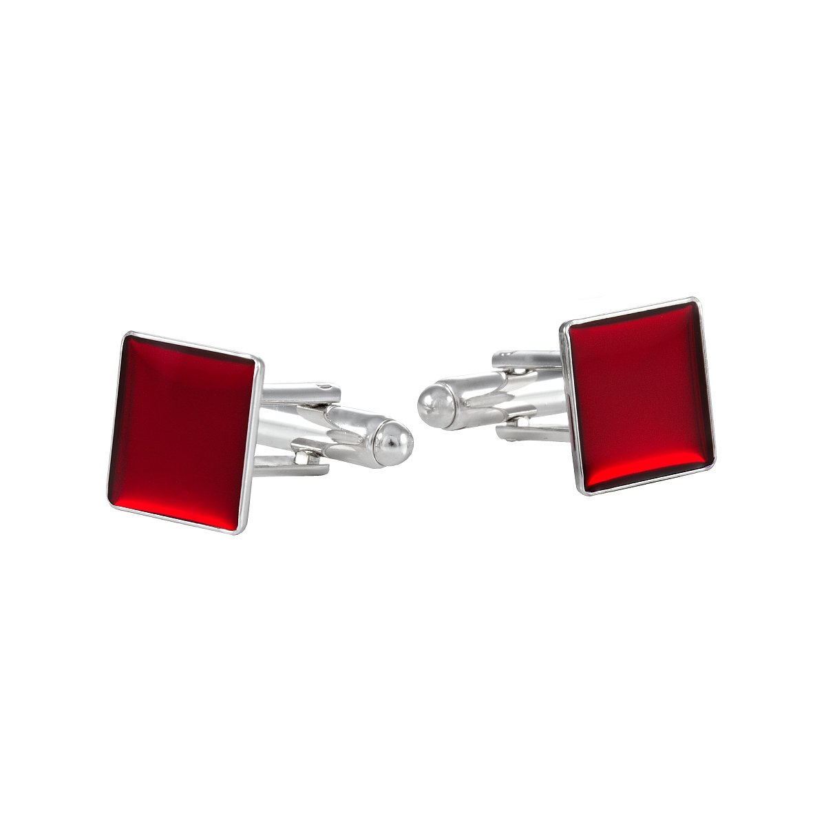 ba bijou-art Camisas Accesorios Gemelos Rojo Esmalte bañado en Platino 12 x 12 mm