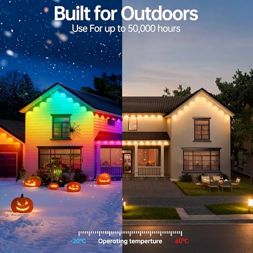 Permanent Outdoor Lights 330ft RGB+IC Outdoor String Lights App Control,Works with Alexa,Google Assistant IP67 Waterproof,100 Scene Modes Decoration for Home Christmas,Halloween,Holiday(165ftX2pack) by KDEEIE - Image 5