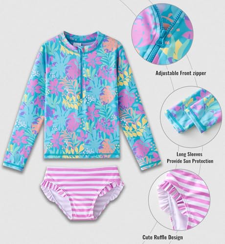 Image of Toddler Girls Swimsuit Rash Guard Sets 2-Piece Bathing Suits UPF 50+ Summer Kids Swimwear 2-7T