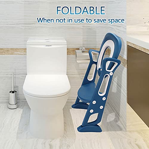 Toilettensitz mit Leiter und Griffe, Faltbarer Toilettentrainer, höhenverstellbare Kindertoilette, Töpfchentrainer für das Toilettentraining für Kleinkinder von 1 bis 7 Jahren - Image 6