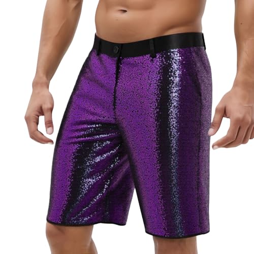 Short à paillettes homme avec taille élastique pour un confort total en fête