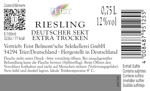 Feist deutscher Riesling Sekt extra trocken (6 x 0,75 l)