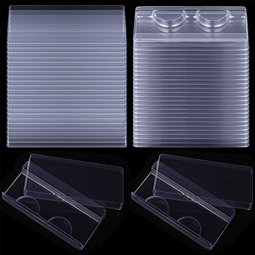 50 Pieces Large Eyelash Box Empty False Eyelash Storage Case Plastic Lash Container Box Holder Makeup Organizer Case for Boutique Beauty Salons (Transparent)