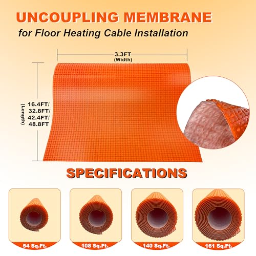 Maxkosko HWC-MEMBRANE Heating Cable Underlayment Membrane, Easy Installation And Uncoupling Heated Floor Mat thumb #1