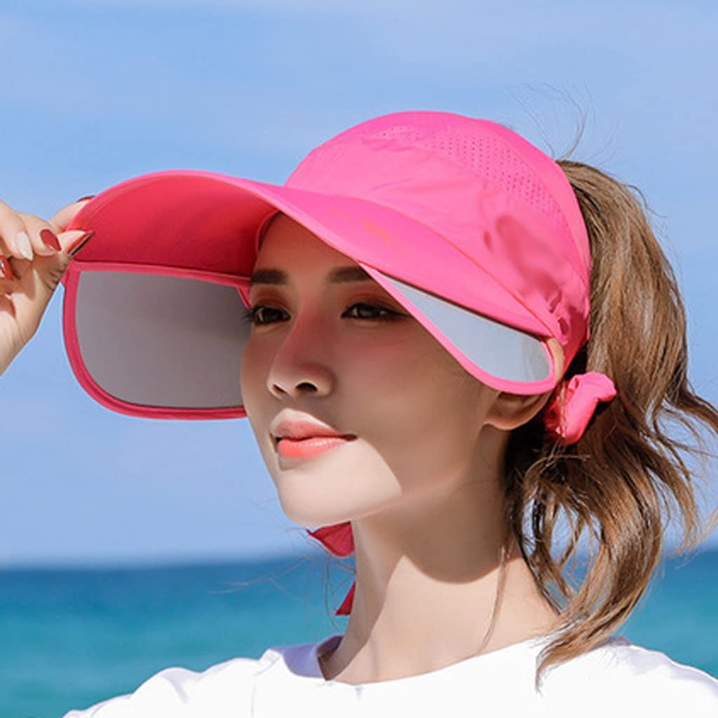 YXWYXWA Summer Visor Caps Female Scalable Brim Empty Top Baseball Cap UV Protection Beach Sun Visor Hats for Women