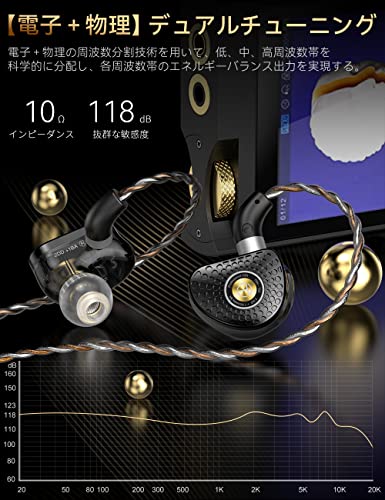 TRN-TA3 イヤモニ ハイレゾ イヤホン Knowles BA+2DD ベリリウムコーティン振動板 モニターイヤホン 3.5/4.4mm交換式プラグ QDC脱着式ケーブル イヤーモニター 高遮音性 IEM カナル型 イヤフォン 有線