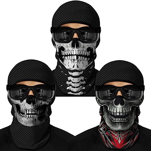 Image of Red Plume 3PCS Balaclava Full Face Mask Ski Mask UV Protection Cover Motorcycle Full Face Mask for Men Women Outdoor Sports