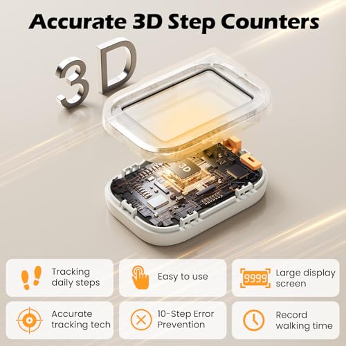 3D Pedometer for Walking, Accurate Digital Step Counter with Removable Lanyard, Fitness Tracker for Daily Activity Step & Sport Time Data-10-Step Smart Calibration - image 2